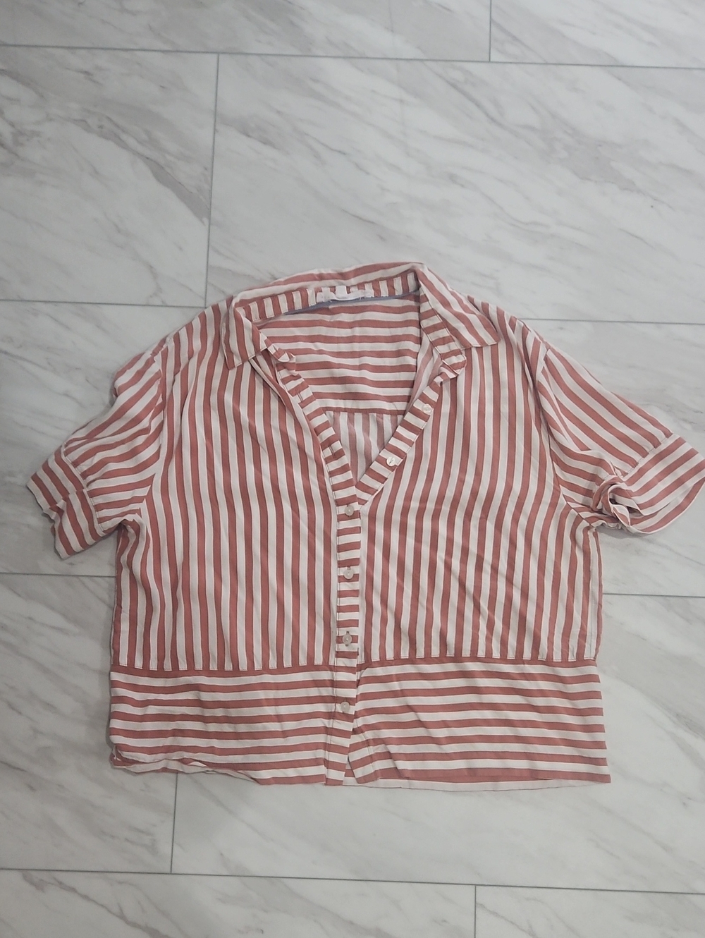Jane and Delancey Pink and Cream Striped Button-Front Shirt